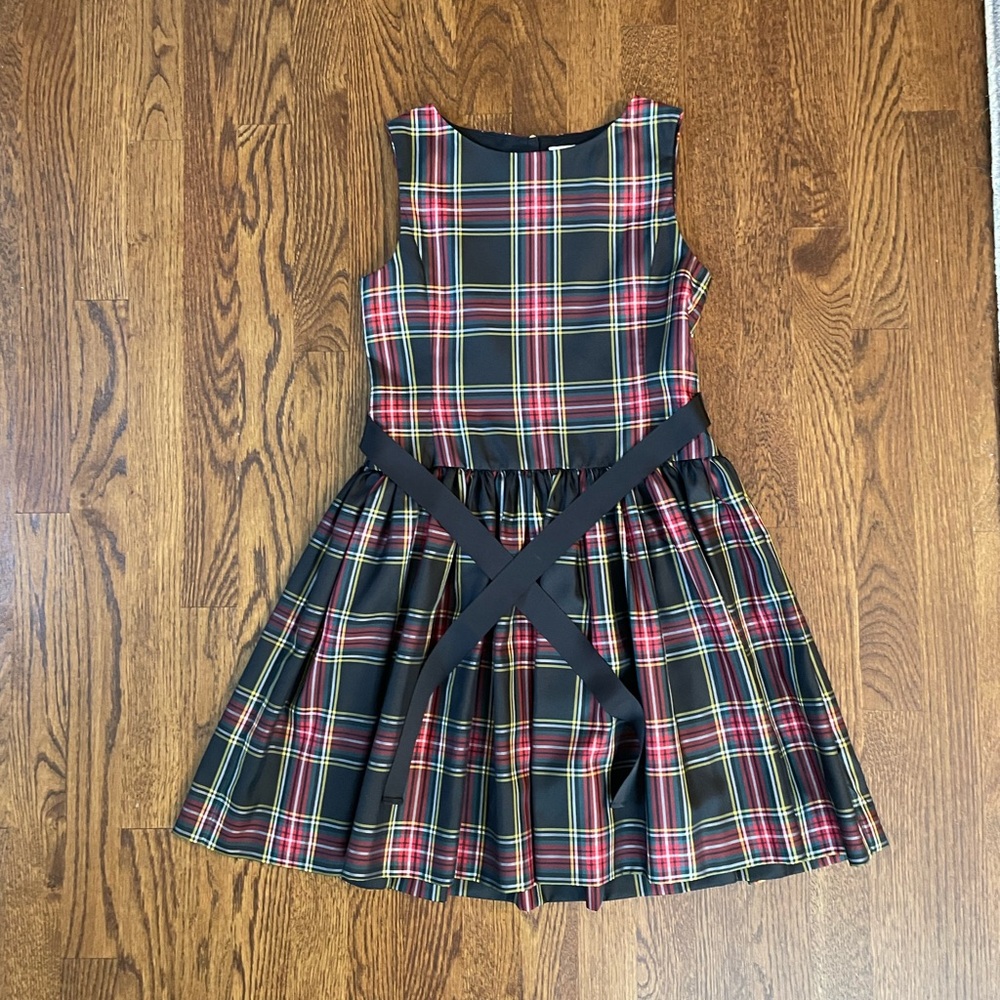 Crewcuts Girls' Tartan Plaid Party Dress in Black, Red, Green